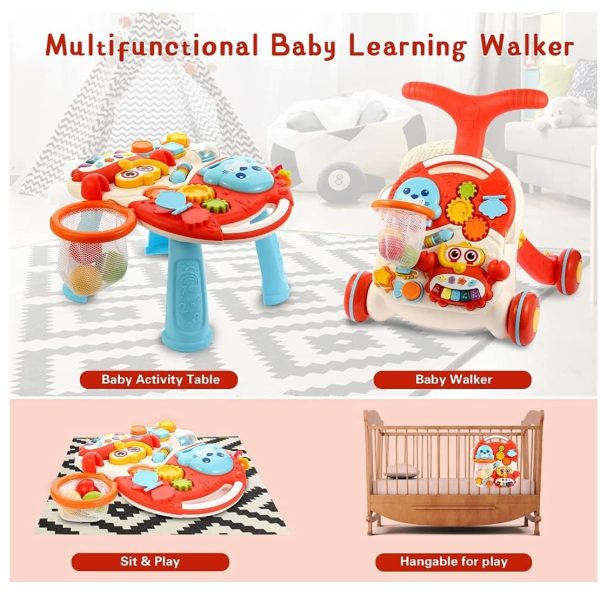 2 En 1 Andadera Tabla De Actividades Musical Rojo