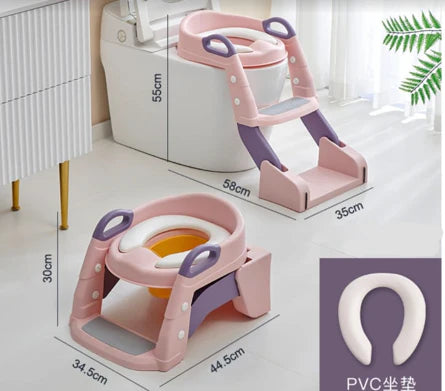 Asiento 2 en 1 Reductor y Mica De Escalera Para Baño Rosado