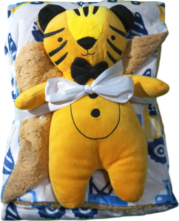 Cobija Con Apego Tigrillo Blanco/Azul