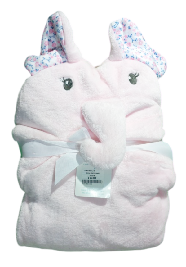 Cobija Con Capucha Elefante Rosada