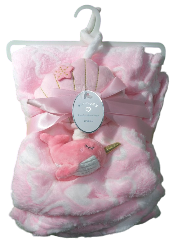 Cobija Rosada Ballenita Con Juguete De Apego