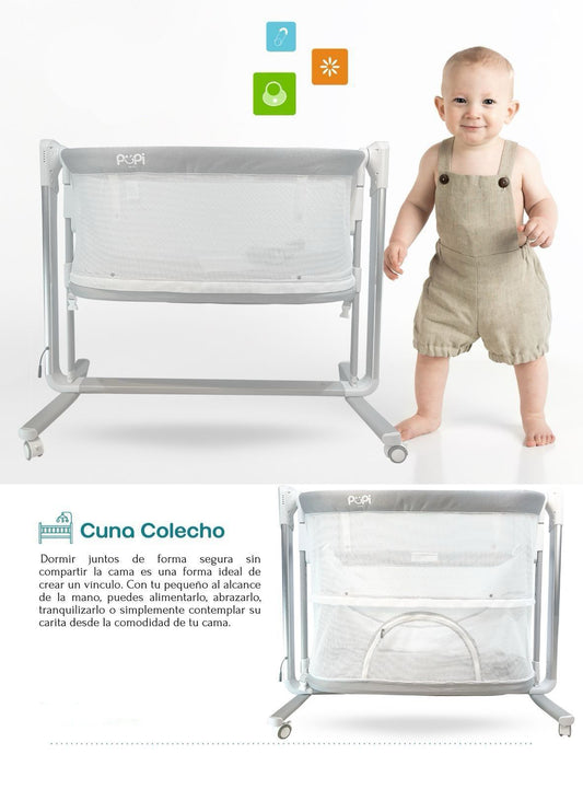 Cuna Colecho Multifuncional 5 Niveles Antirreflujo Pupikids