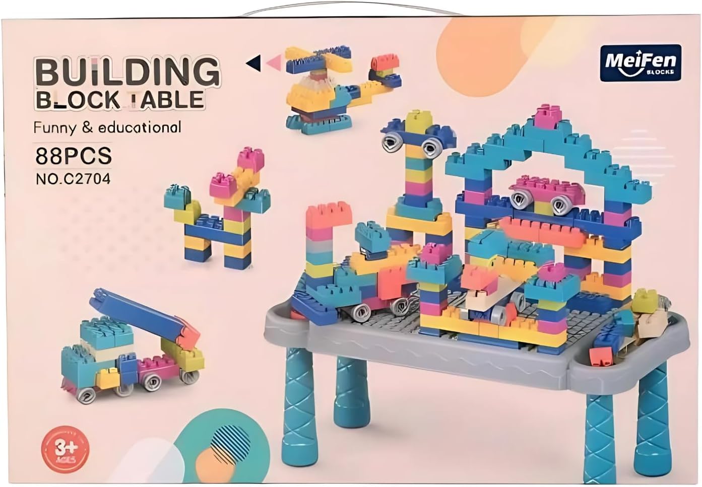 Mesa De Bloques De Construcción 88 Piezas