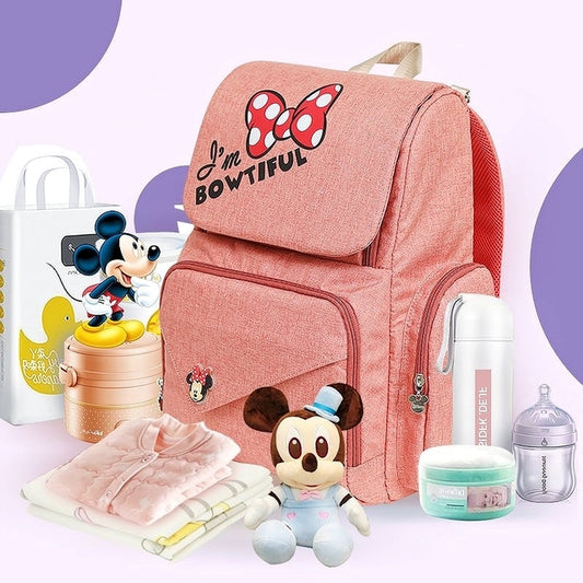 Pañalera Tipo Morral Disney Baby Rosada Mate
