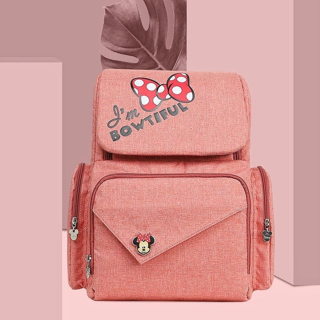 Pañalera Tipo Morral Disney Baby Rosada Mate