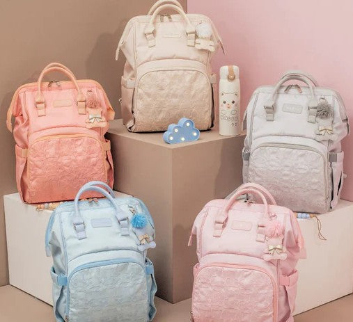 Pañalera Tipo Morral Baby Luna Osos Ternura Pastel