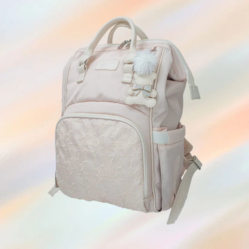 Pañalera Tipo Morral Baby Luna Osos Ternura Pastel