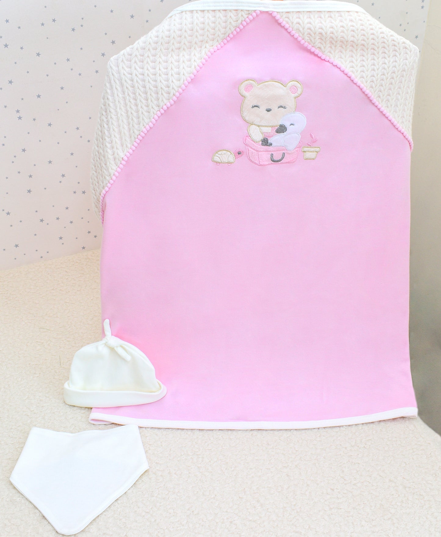 Primer Día Osita y Patico Rosa Hilo Niña