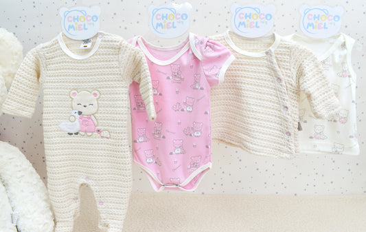 Primer Día Osita y Patico Rosa Hilo Niña