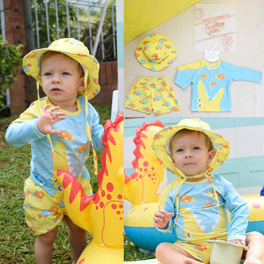Traje de Baño Cocodrilo 3 Piezas Niño Amarillo