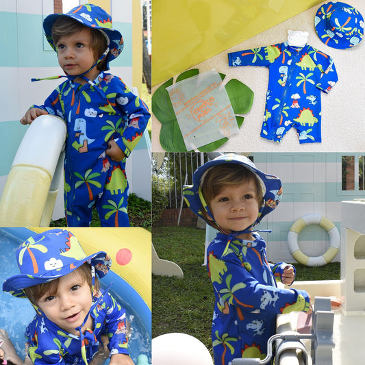 Traje de Baño Dinosaurios 2 Piezas Niño Azul