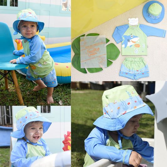 Traje de Baño Tiburón 3 Piezas Niño Verde