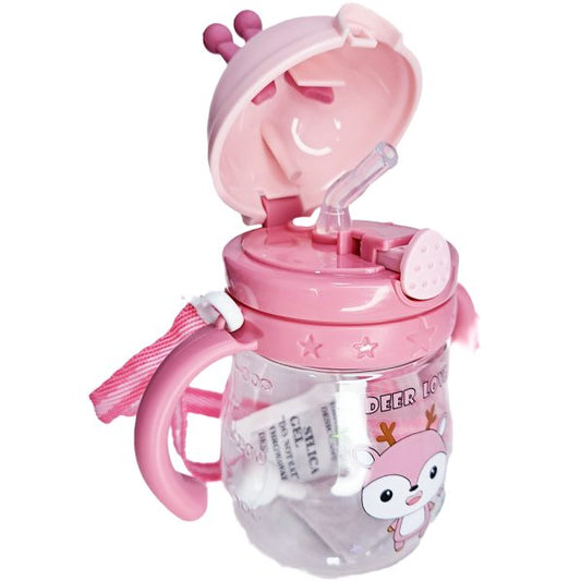 Vaso Entrenador Pitillo Agarraderas Deer Love Rosa
