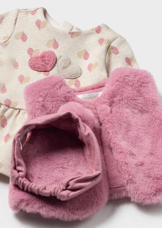 Vestido En Conjunto Con Chaleco y Coleta 3 Piezas Mayoral 2807