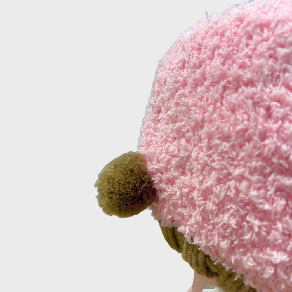 Gorro Con Bufanda Tejido Osita Rosa