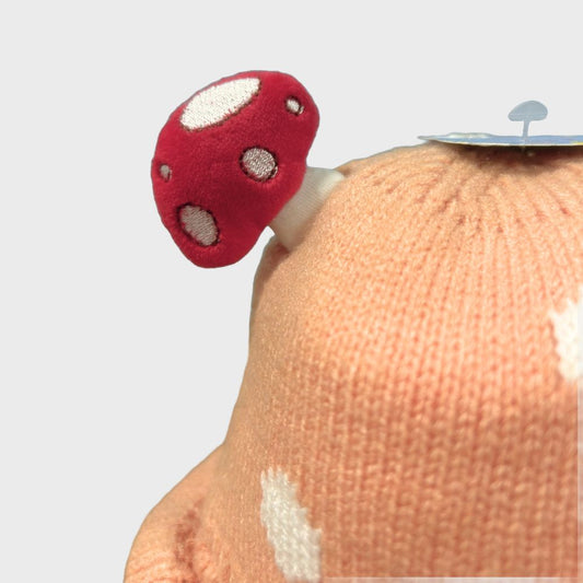 Gorro Tejido Con Pompones Largos Naranja