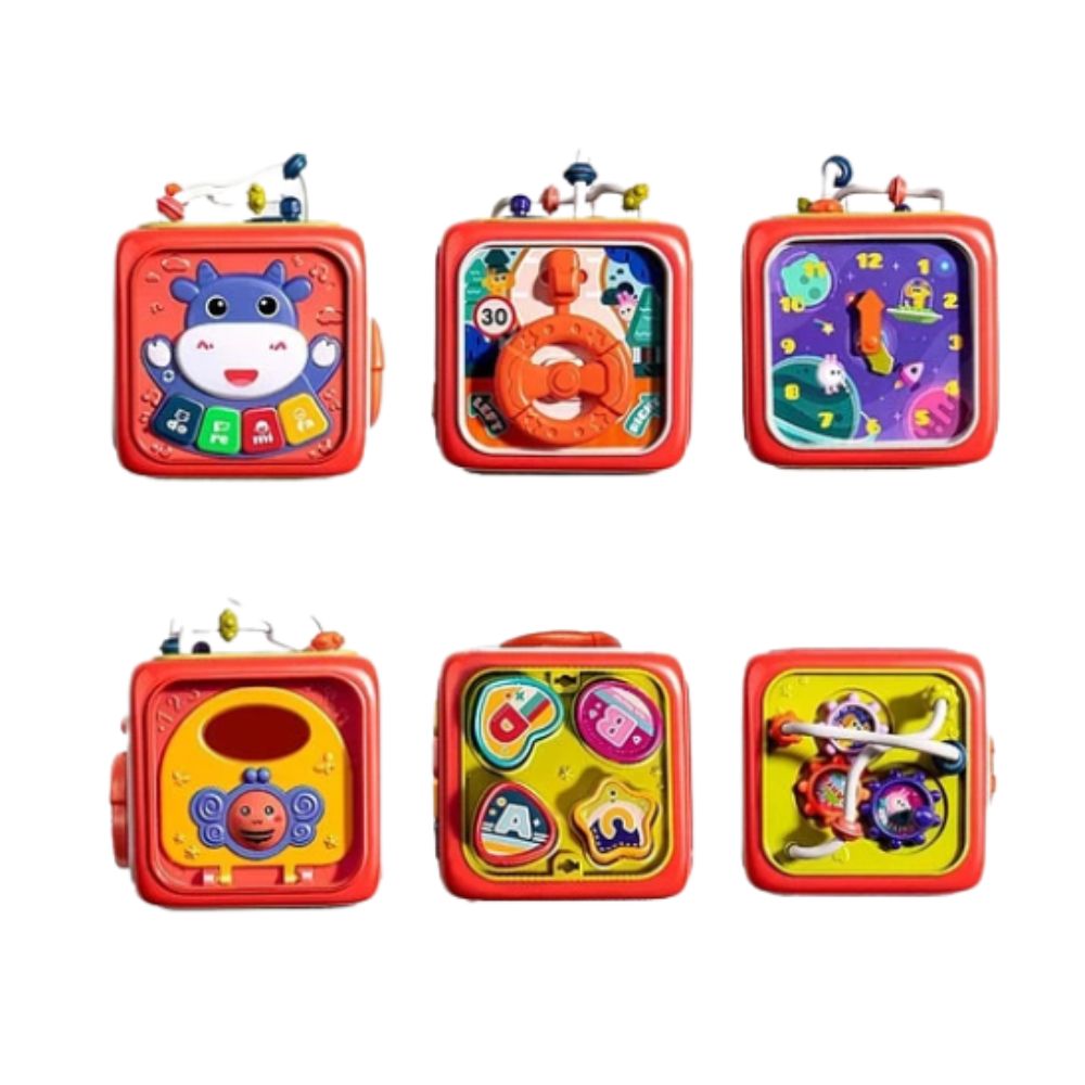 Juguete Cubo Educativo 6 En 1 Cubo Didáctico Para Bebé Rojo