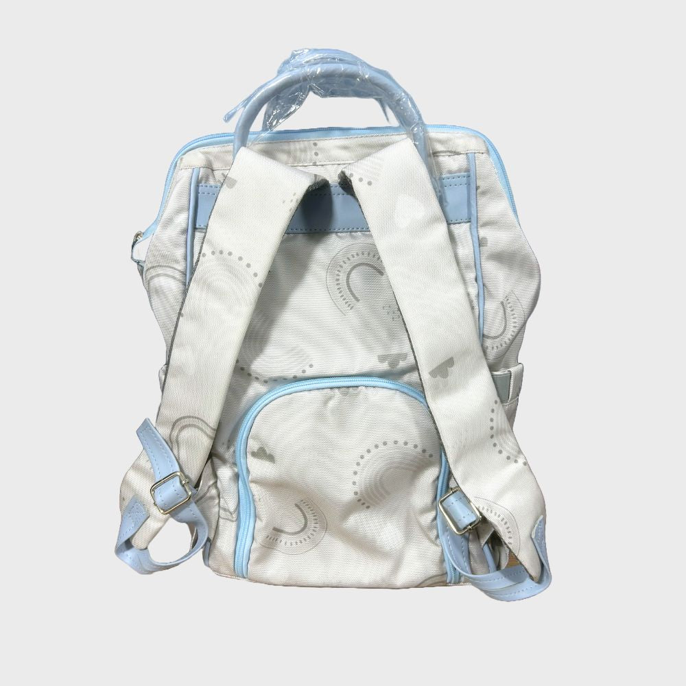 Pañalera Tipo Morral Baby Luna Arcoíris Gris-Celeste