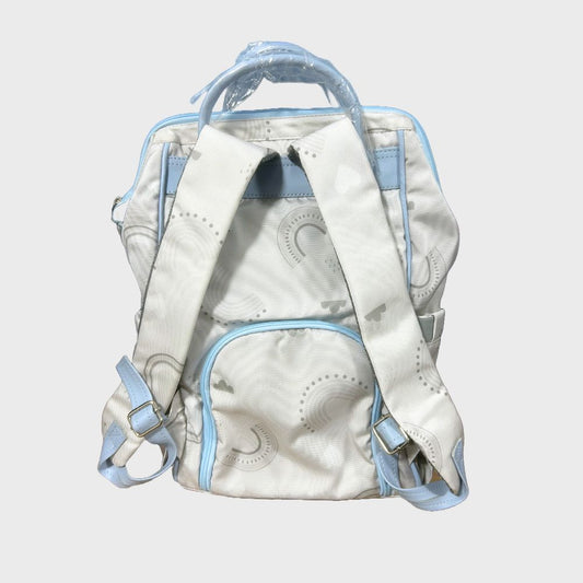 Pañalera Tipo Morral Baby Luna Arcoíris Gris-Celeste