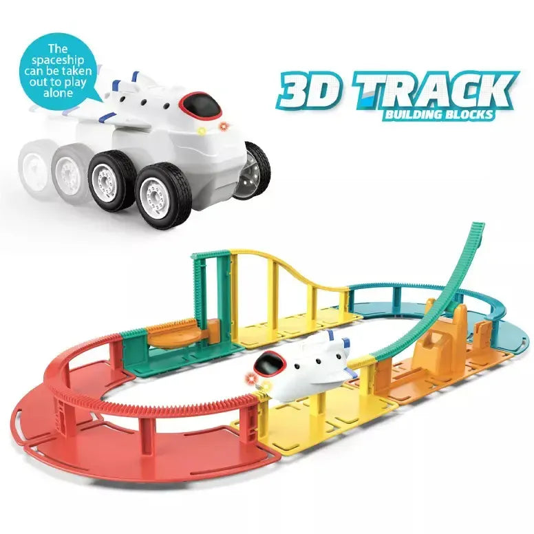 Pista Eléctrica de Construcción 3D Colorida Nave Luces