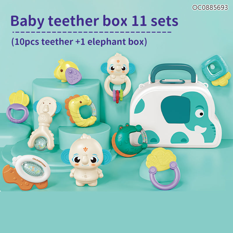 Caja Set Sonajeros Elefante Juguetes Sensoriales Bebé