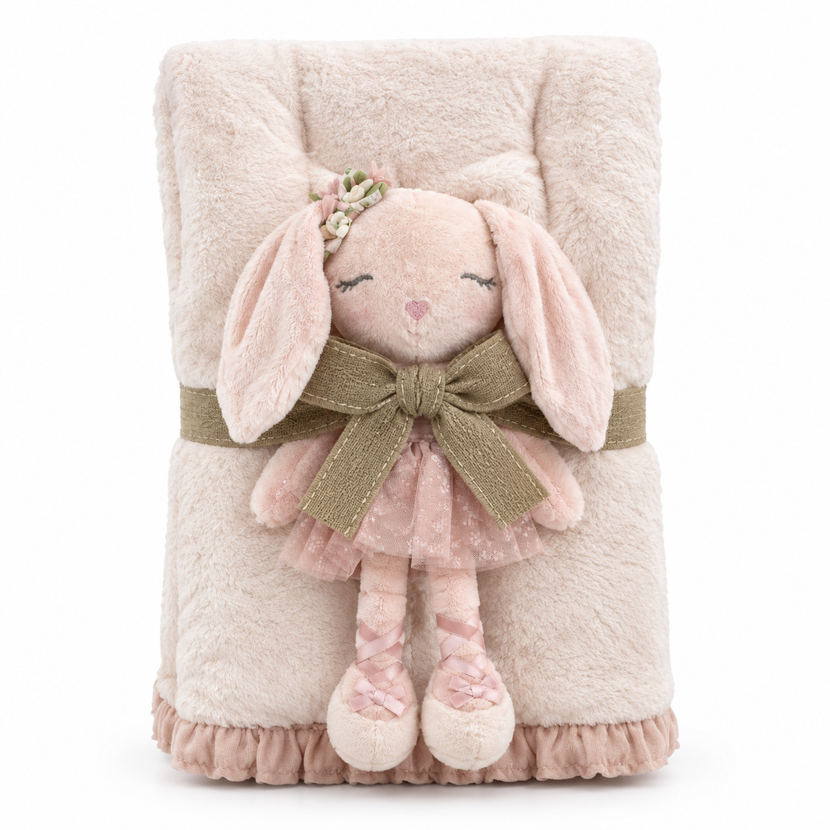 Cobija Americana Peluche Apego Set Chickpea Conejita