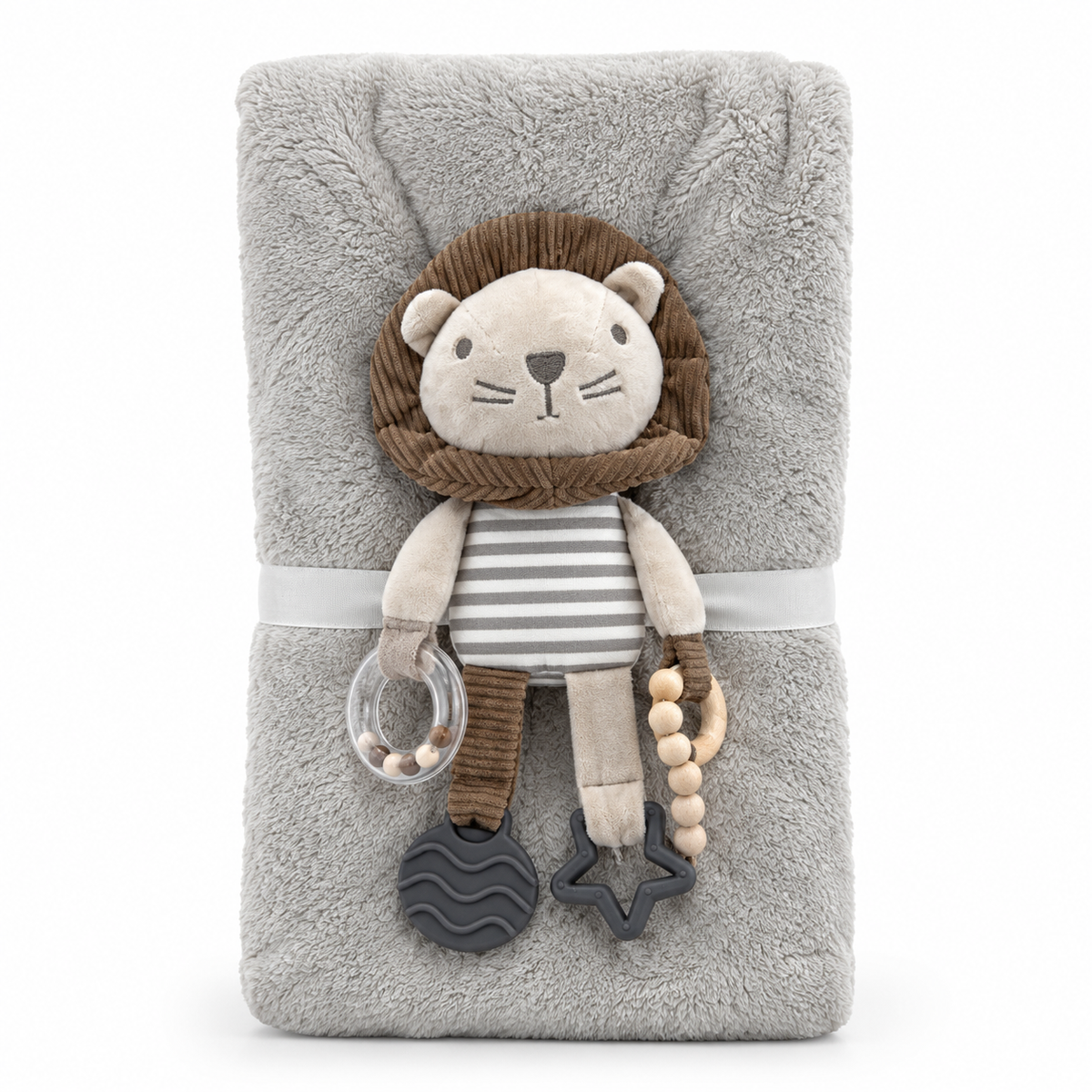 Cobija Americana Peluche Apego Set Chickpea León