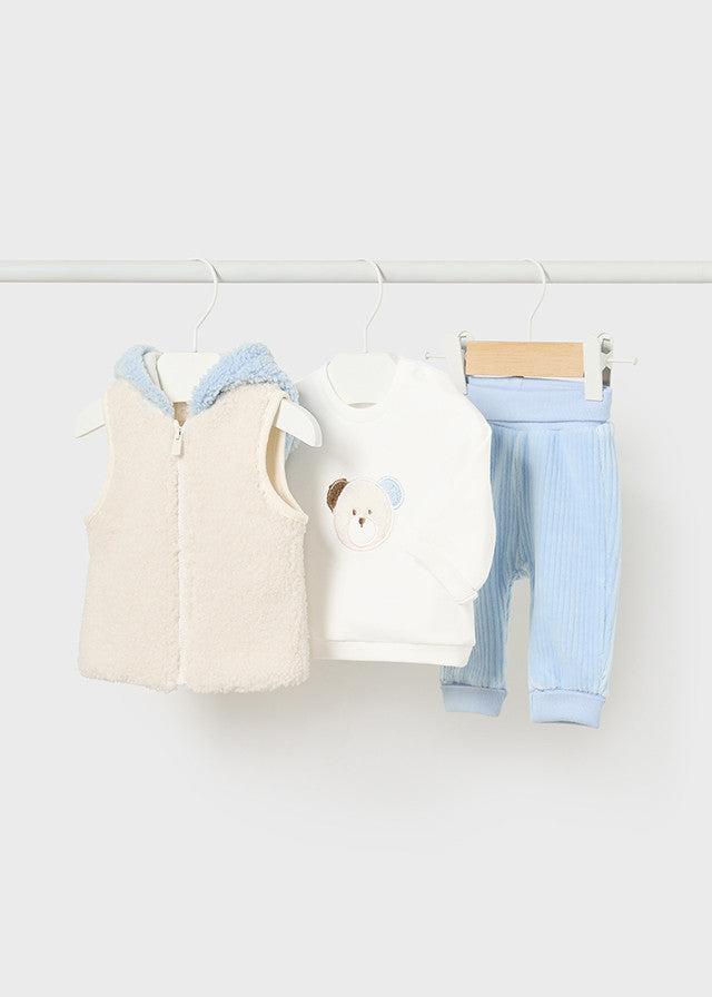 Conjunto Chaleco Con Capucha 3 Piezas Osito Mayoral 2685 Niño