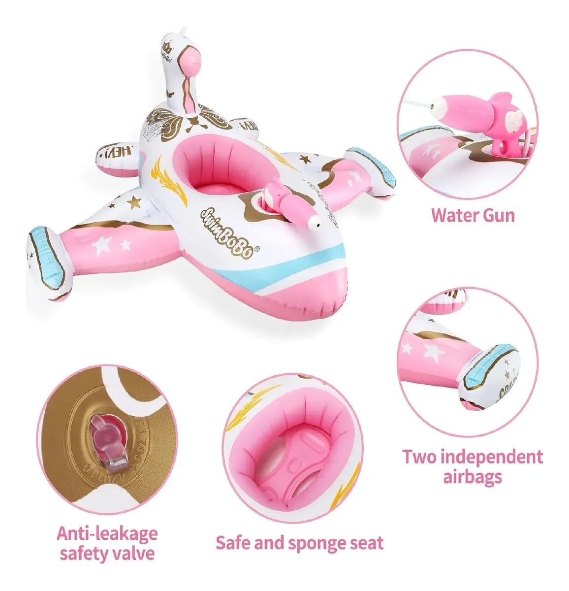 Flotador Inflable Bebé Juguete Natación Avión Capota
