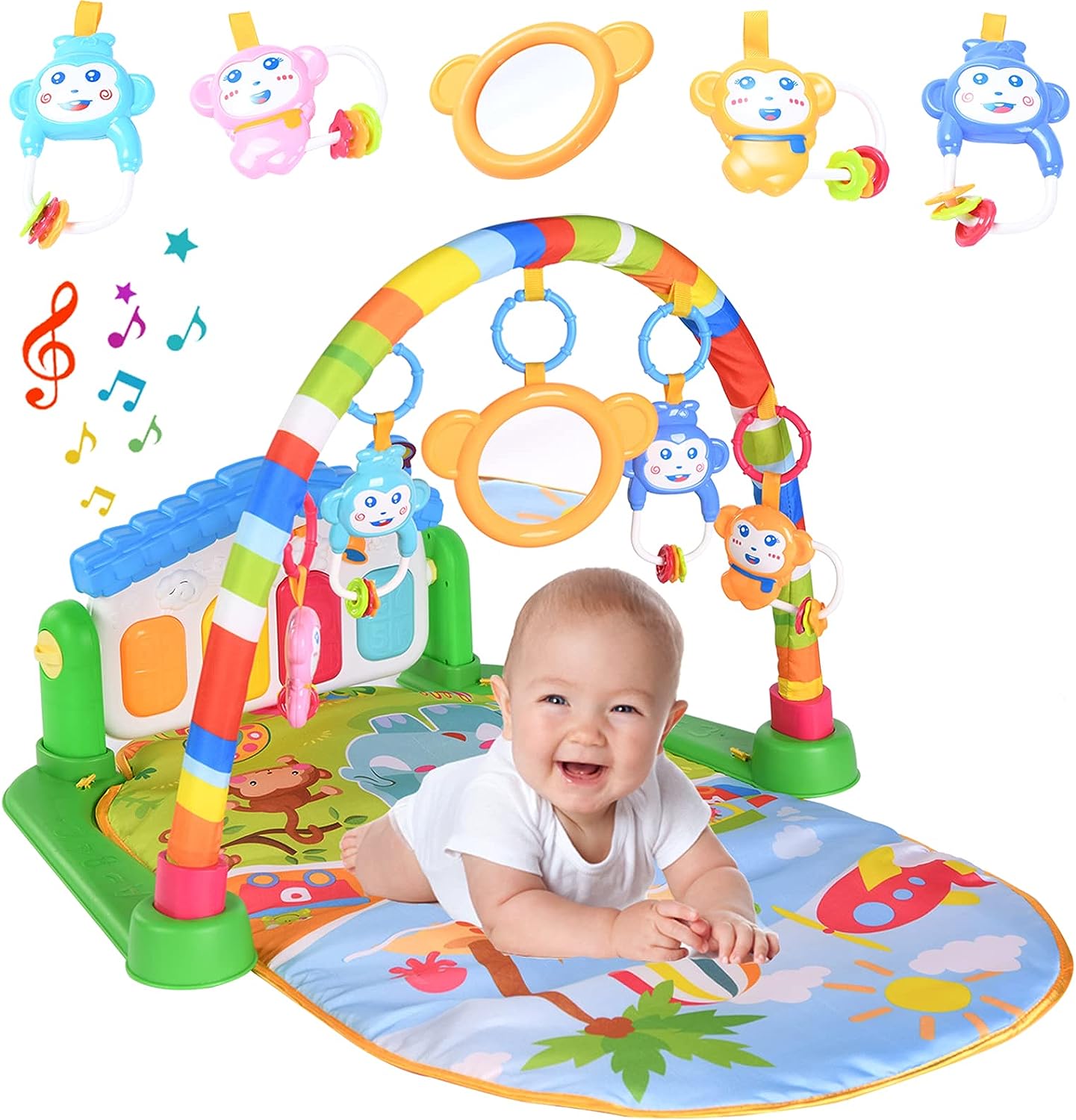 Gimnasio Piano Tapete Musical Kangu Baby Azul