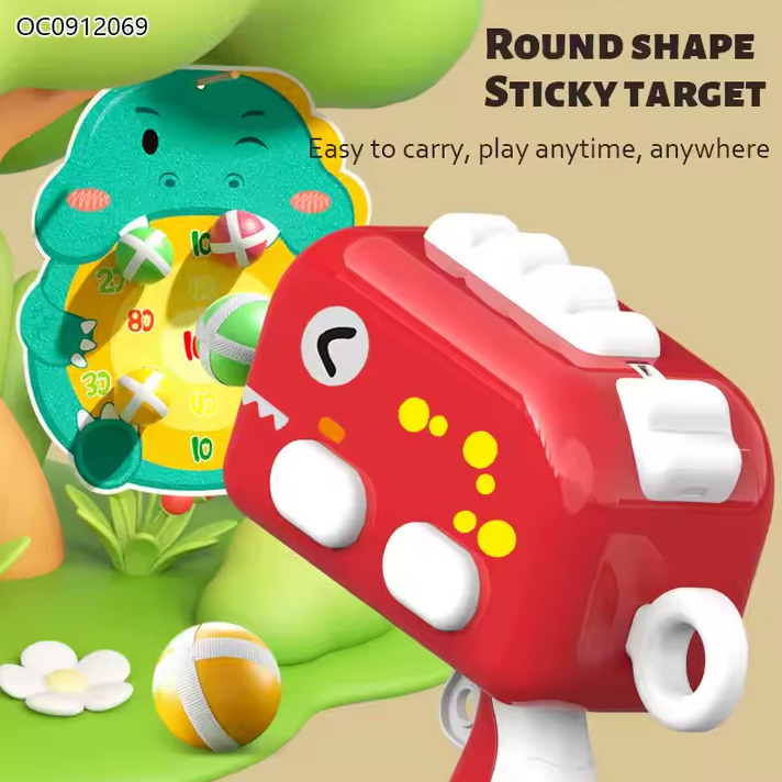 Juego de Dardos Infantil de Dinosaurio Pistola y Bolas Adhesivas