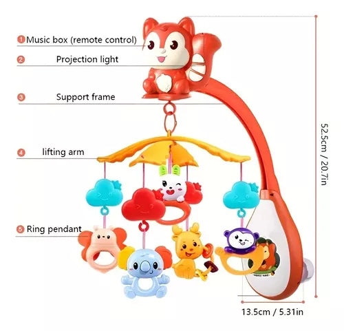 Móvil De Bebé Musical Con Proyector 360° Para Cuna
