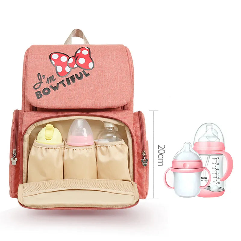 Pañalera Tipo Morral Disney Baby Rosada Mate