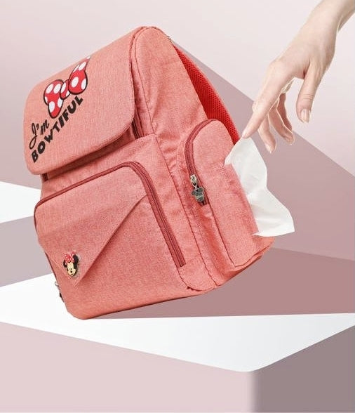 Pañalera Tipo Morral Disney Baby Rosada Mate