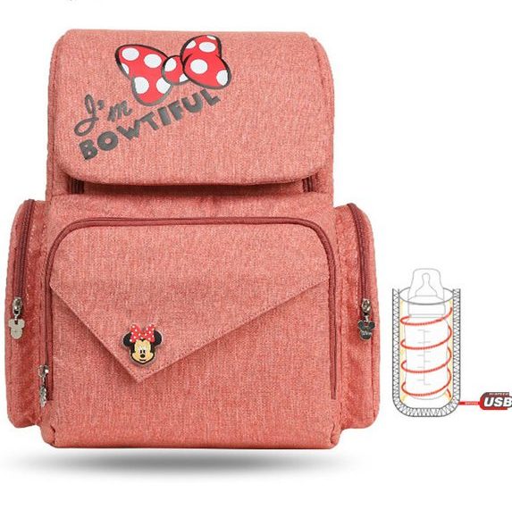 Pañalera Tipo Morral Disney Baby Rosada Mate
