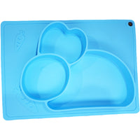 Plato Siliconado Doble Compartimiento Conejito Azul