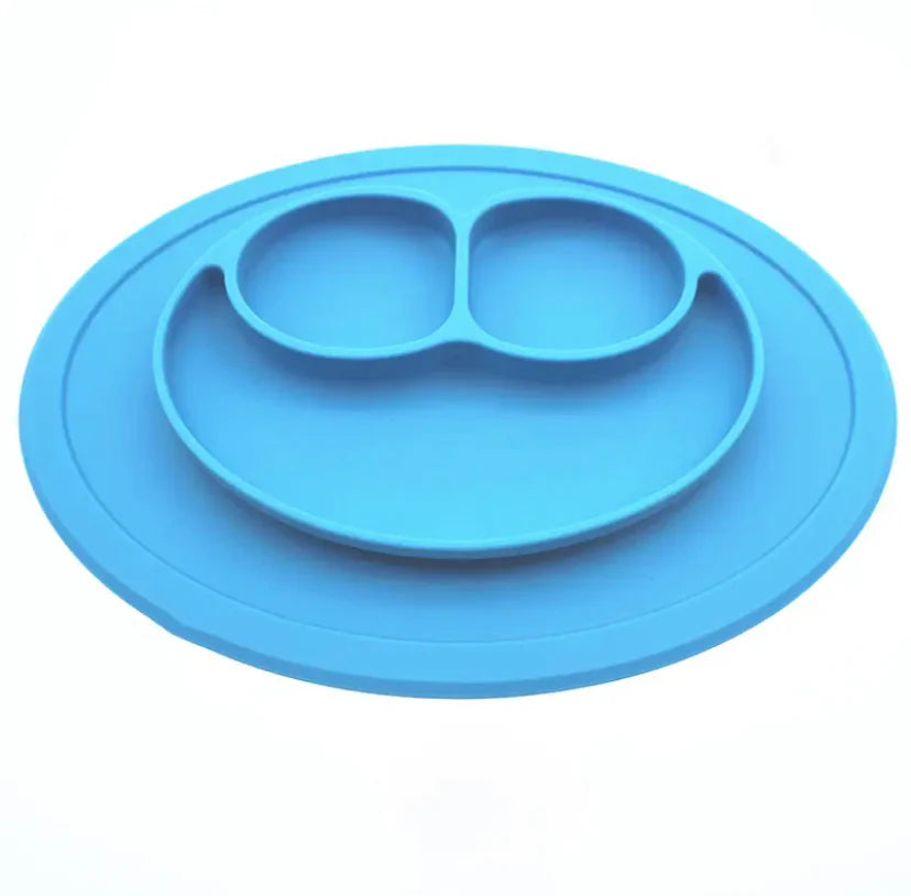 Plato Siliconado Triple Compartimiento Sapo Azul