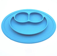 Plato Siliconado Triple Compartimiento Sapo Azul