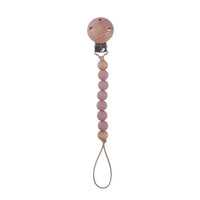 Sujetador Para Chupo Bolitas De Madera Rosado