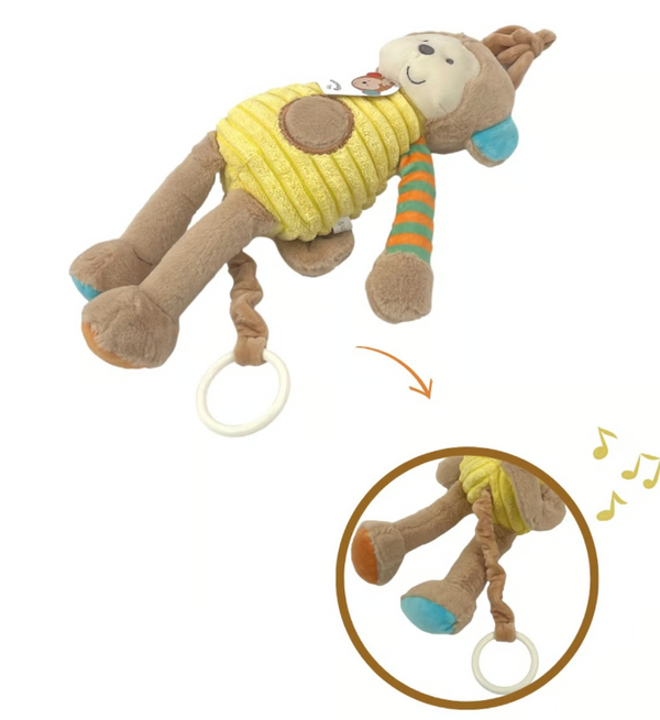 Sonajero Musical Peluche Monito De Cuerda