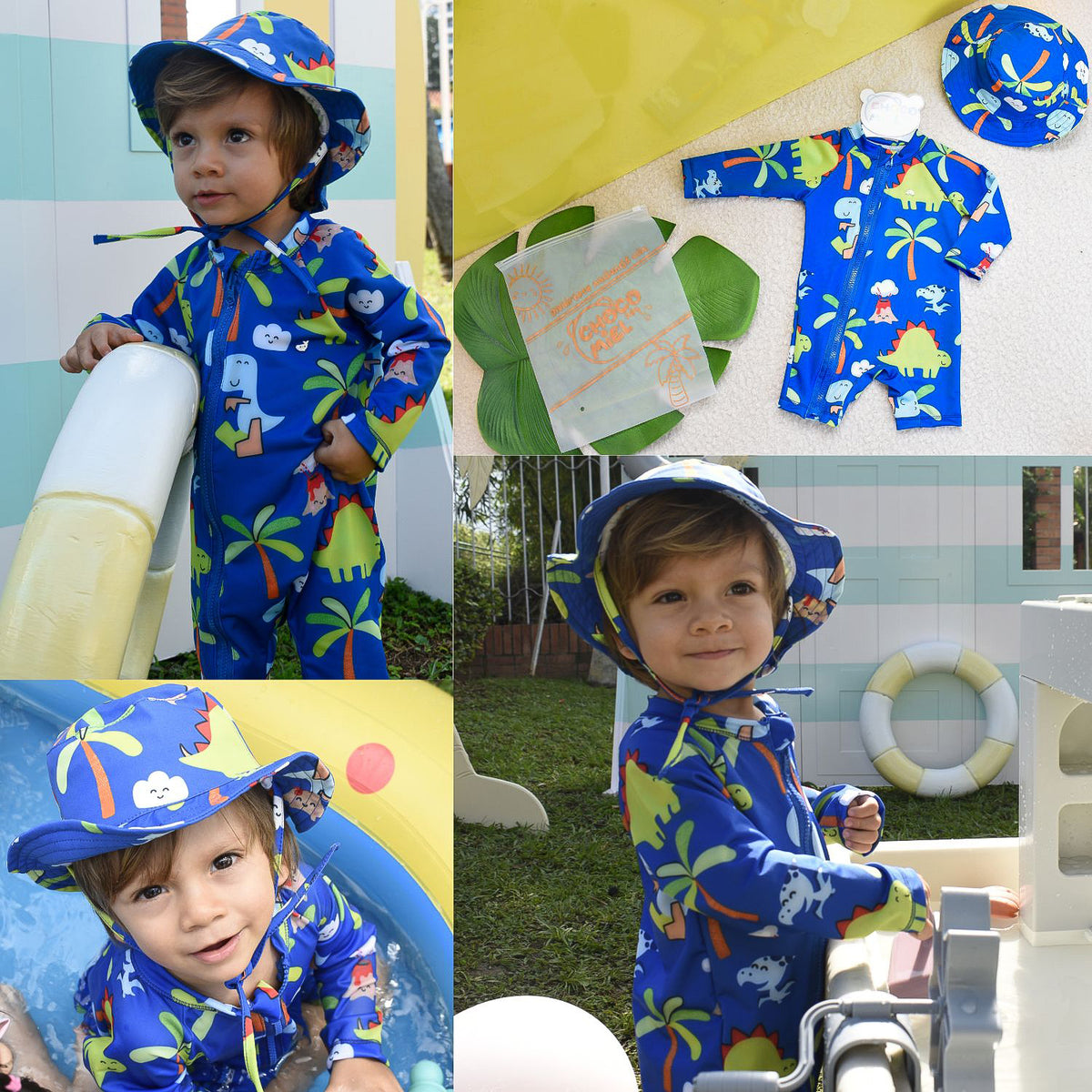 Traje de Baño Dinosaurios 2 Piezas Niño Azul