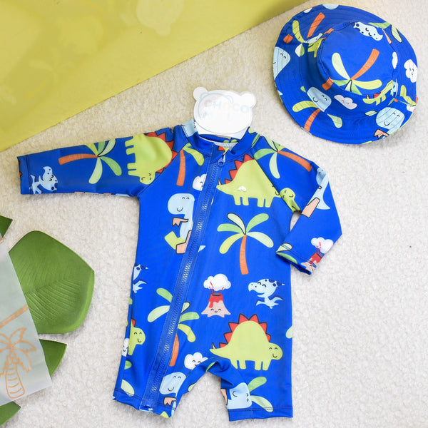 Traje de Baño Dinosaurios 2 Piezas Niño Azul