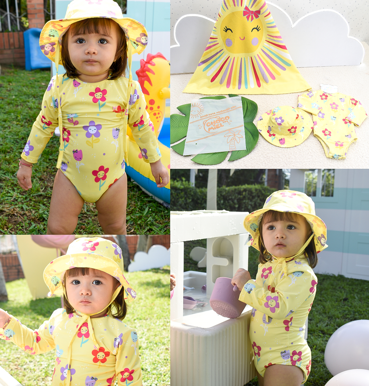 Vestido de Baño Solecito  2 Piezas con Toalla Niña Amarillo