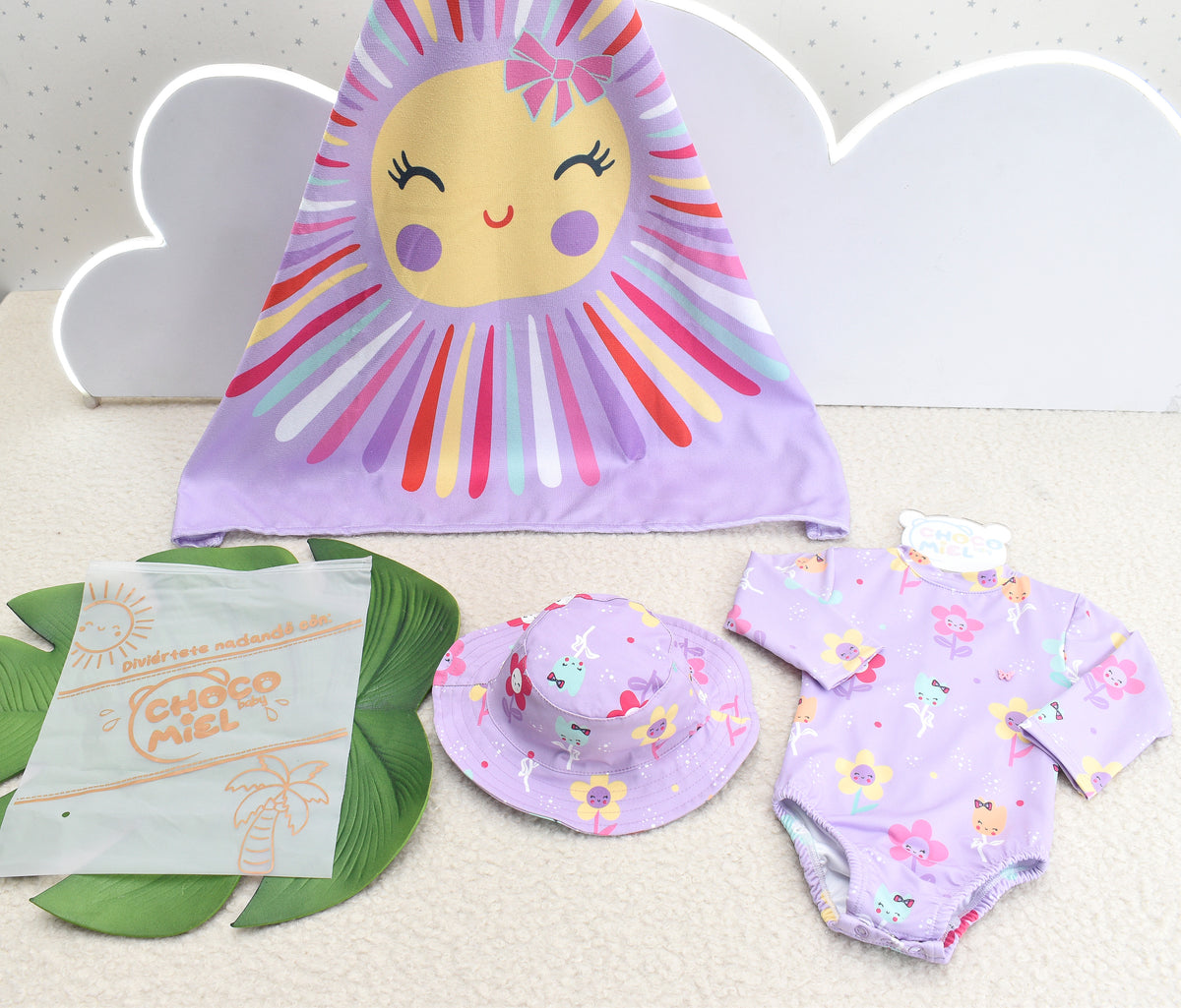 Vestido de Baño Solecito  2 Piezas con Toalla Niña Morado