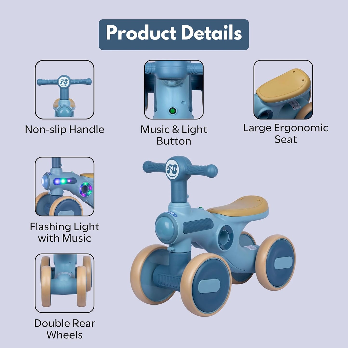 Triciclo Con Luces Y Sonido Tipo Moto Azul