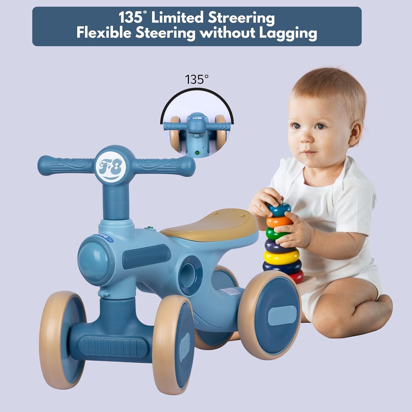 Triciclo Con Luces Y Sonido Tipo Moto Azul