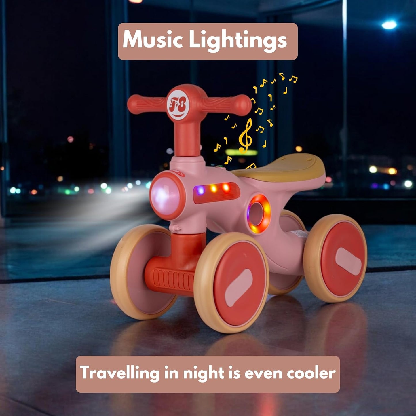 Triciclo Con Luces Y Sonido Tipo Moto Rosa