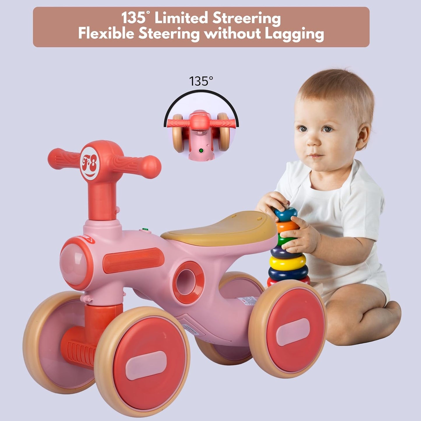 Triciclo Con Luces Y Sonido Tipo Moto Rosa