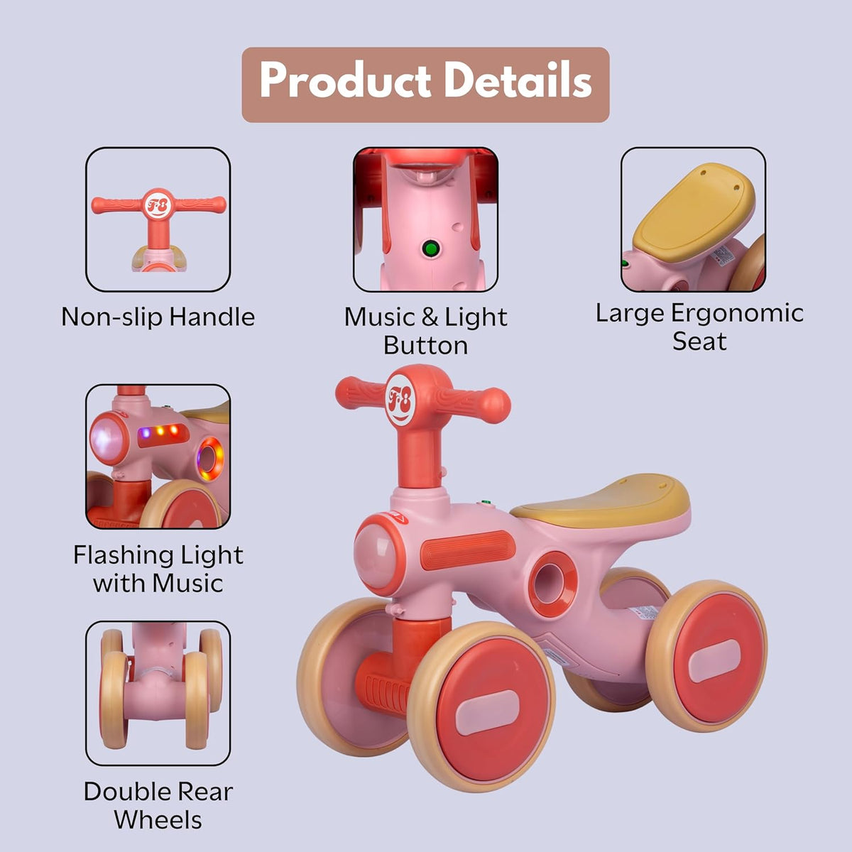 Triciclo Con Luces Y Sonido Tipo Moto Rosa