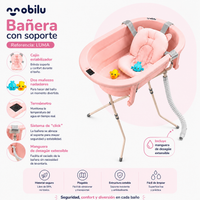 Bañera para Bebé con Soporte LUMA | Mobilu – Termómetro y Cojín